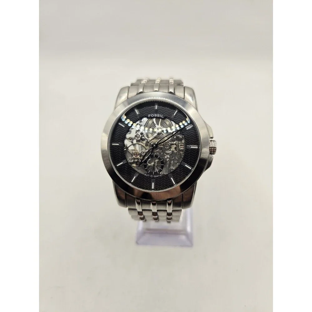 Fossil ME1027 AUT-O-MATIC Self-Winding Skeleton Stainless Steel Watch. 7.25